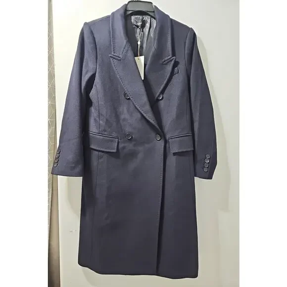 NWT Quince Italian Wool Double Breasted Coat Womens Medium Navy MSRP 190 - Picture 6 of 12